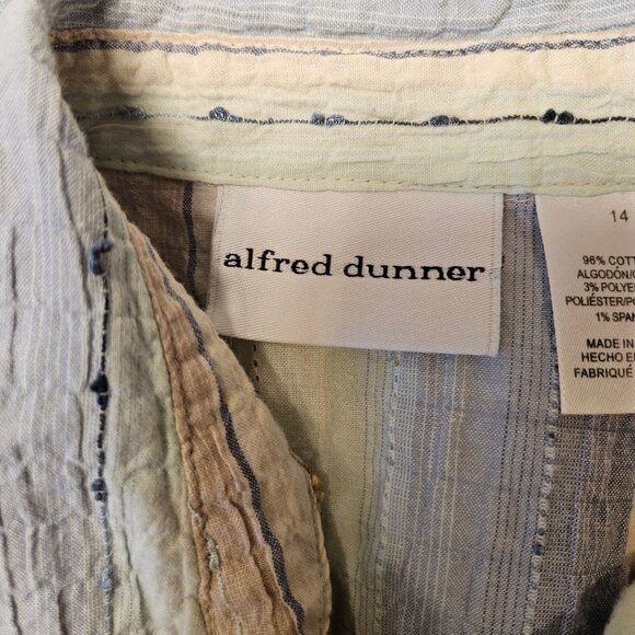 Alfred Dunner Blouse womens 14 colorful crinkly embroidered shell buttons career - Picture 12 of 16